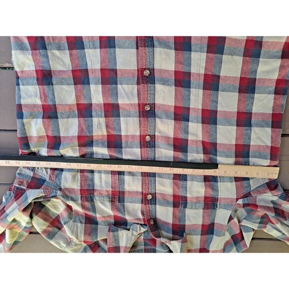 Pair Of 2 Duluth Trading Co. XXL Flannel Button Down Shirt Red Plaid - Picture 5 of 7